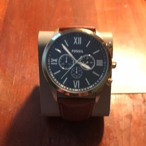 Fossil Men’s Fashion Watch with Brown Leather Band